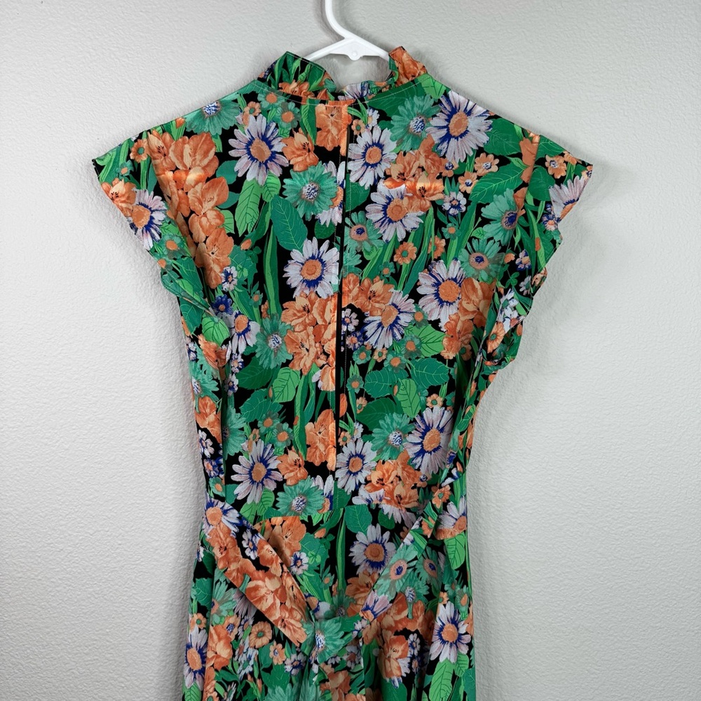 Sandro Paris Maline Silk Dress Size 2 Floral MIDI XS Wedding Guest - Picture 11 of 14